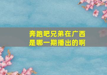 奔跑吧兄弟在广西是哪一期播出的啊