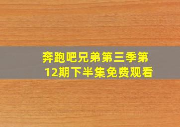 奔跑吧兄弟第三季第12期下半集免费观看