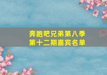 奔跑吧兄弟第八季第十二期嘉宾名单