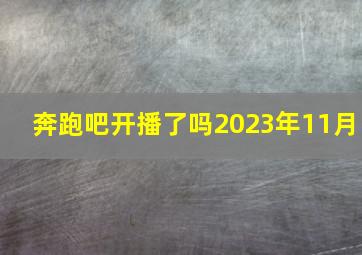 奔跑吧开播了吗2023年11月