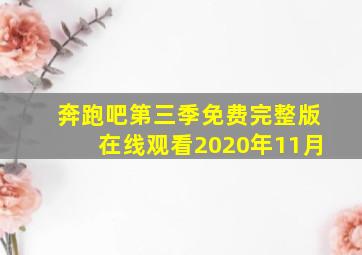 奔跑吧第三季免费完整版在线观看2020年11月