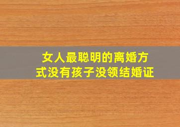 女人最聪明的离婚方式没有孩子没领结婚证