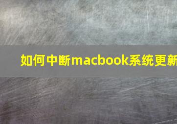 如何中断macbook系统更新