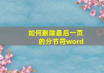 如何删除最后一页的分节符word