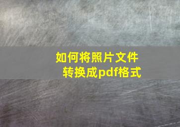 如何将照片文件转换成pdf格式