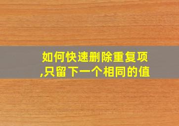 如何快速删除重复项,只留下一个相同的值