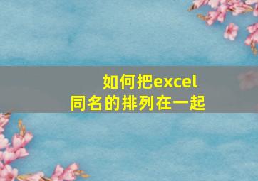 如何把excel同名的排列在一起