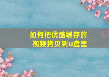 如何把优酷缓存的视频拷贝到u盘里