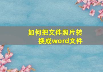 如何把文件照片转换成word文件