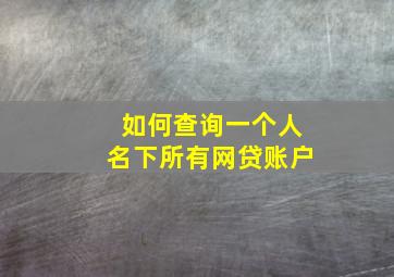 如何查询一个人名下所有网贷账户