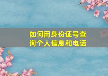 如何用身份证号查询个人信息和电话