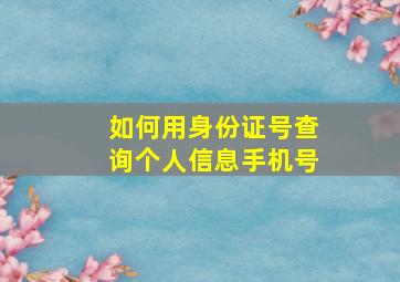 如何用身份证号查询个人信息手机号