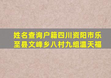 姓名查询户籍四川资阳市乐至县文峰乡八村九组温天福