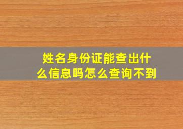 姓名身份证能查出什么信息吗怎么查询不到