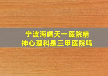 宁波海曙天一医院精神心理科是三甲医院吗