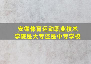 安徽体育运动职业技术学院是大专还是中专学校