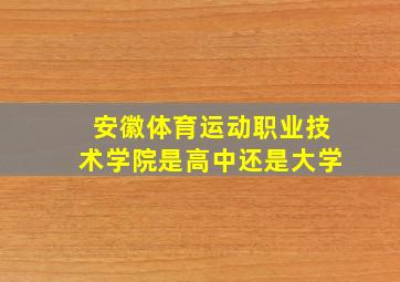 安徽体育运动职业技术学院是高中还是大学