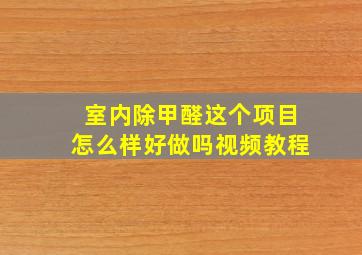 室内除甲醛这个项目怎么样好做吗视频教程