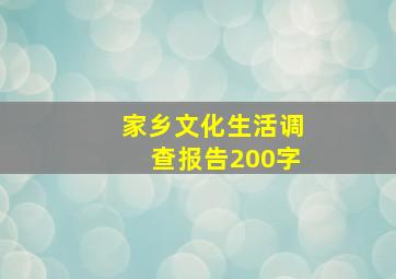 家乡文化生活调查报告200字