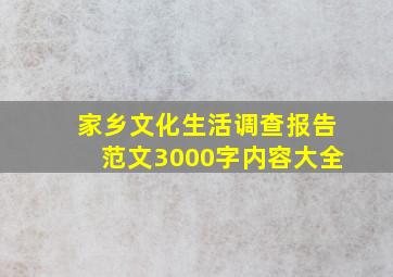 家乡文化生活调查报告范文3000字内容大全