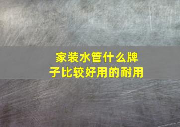 家装水管什么牌子比较好用的耐用