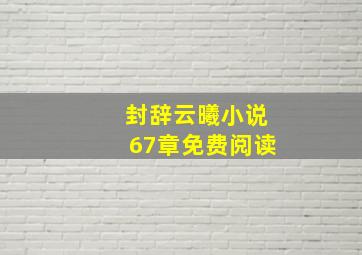 封辞云曦小说67章免费阅读