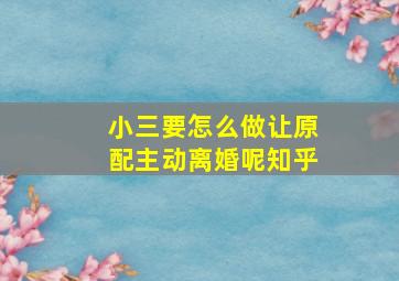 小三要怎么做让原配主动离婚呢知乎