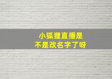 小狐狸直播是不是改名字了呀