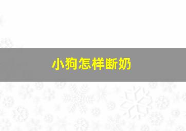 小狗怎样断奶