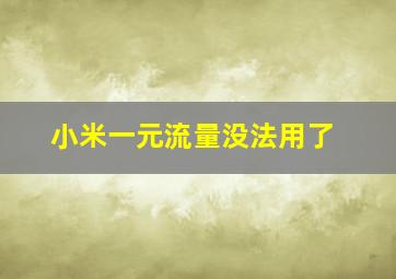 小米一元流量没法用了