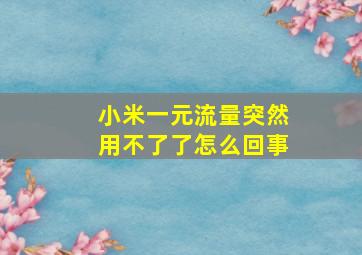 小米一元流量突然用不了了怎么回事