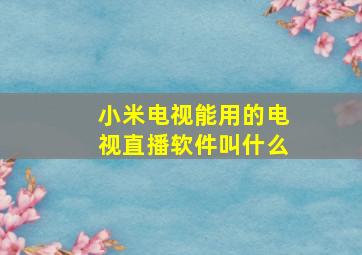 小米电视能用的电视直播软件叫什么