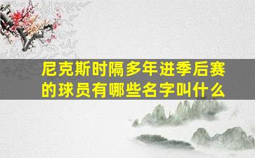 尼克斯时隔多年进季后赛的球员有哪些名字叫什么