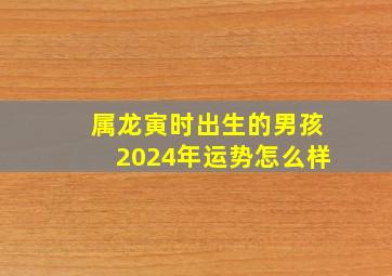 属龙寅时出生的男孩2024年运势怎么样