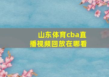 山东体育cba直播视频回放在哪看