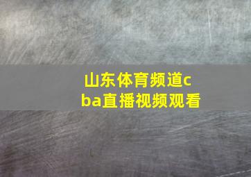 山东体育频道cba直播视频观看