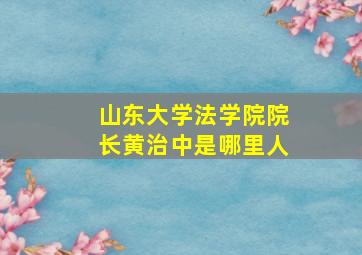 山东大学法学院院长黄治中是哪里人