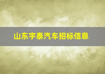 山东宇泰汽车招标信息