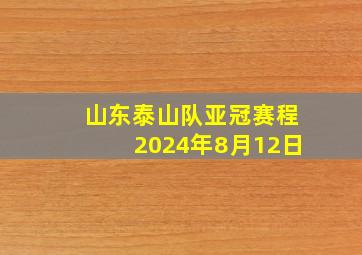 山东泰山队亚冠赛程2024年8月12日