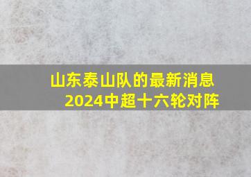 山东泰山队的最新消息2024中超十六轮对阵