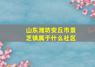 山东潍坊安丘市景芝镇属于什么社区