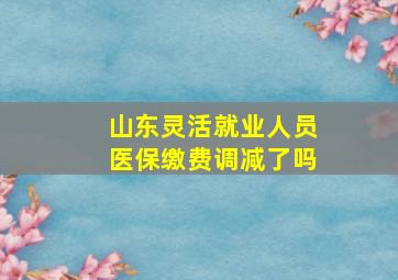 山东灵活就业人员医保缴费调减了吗