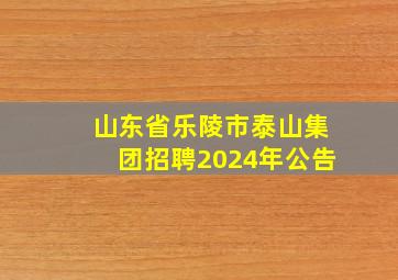 山东省乐陵市泰山集团招聘2024年公告