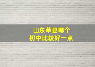 山东莘县哪个初中比较好一点