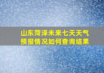 山东菏泽未来七天天气预报情况如何查询结果