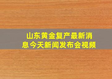 山东黄金复产最新消息今天新闻发布会视频