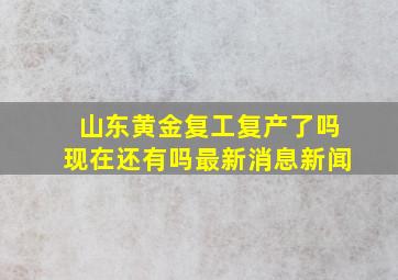 山东黄金复工复产了吗现在还有吗最新消息新闻