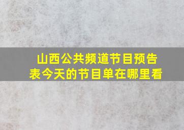 山西公共频道节目预告表今天的节目单在哪里看