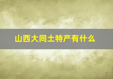 山西大同土特产有什么