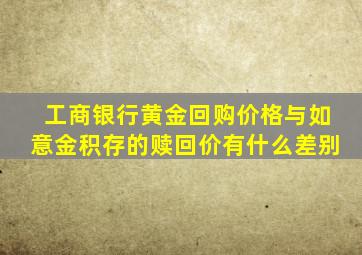 工商银行黄金回购价格与如意金积存的赎回价有什么差别